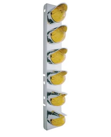 UP37699-SS Front Air Cleaner Bracket With 12X 19 LED Watermelon Lights & Visors For Peterbilt-Amber LED & Lens