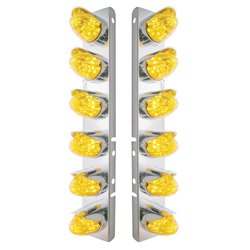 UP37699-SS Front Air Cleaner Bracket With 12X 19 LED Watermelon Lights & Visors For Peterbilt-Amber LED & Lens