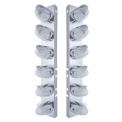 UP37700-SS Front Air Cleaner Bracket With 12X 19 LED Watermelon Lights & Visors For Peterbilt-Amber LED/Clear Lens