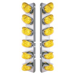 UP37701-SS Front Air Cleaner Bracket With 12X 19 LED Beehive Lights & Visors For Peterbilt-Amber LED & Lens