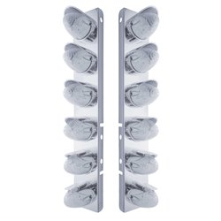 UP37702-SS Front Air Cleaner Bracket With 12X 19 LED Beehive Lights & Visors For Peterbilt-Amber LED/Clear Lens