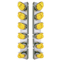 UP37703-SS Front Air Cleaner Bracket With 12X 19 LED Reflector Lights & Visors For Peterbilt-Amber LED & Lens