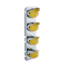 UP37705-SS Front Air Cleaner Bracket With 8X 19 LED Watermelon Lights & Visors For Peterbilt-Amber LED & Lens