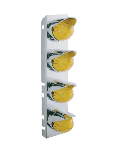 UP37705-SS Front Air Cleaner Bracket With 8X 19 LED Watermelon Lights & Visors For Peterbilt-Amber LED & Lens