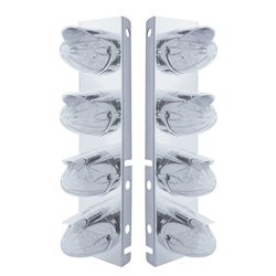 UP37706-SS Front Air Cleaner Bracket With 8X 19 LED Watermelon Lights & Visors For Peterbilt-Amber LED/Clear Lens