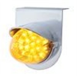 UP37721-Stainless Light Bracket With 19 LED Reflector Light & Visor - Amber LED/Amber Lens