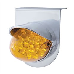 UP37721-Stainless Light Bracket With 19 LED Reflector Light & Visor - Amber LED/Amber Lens