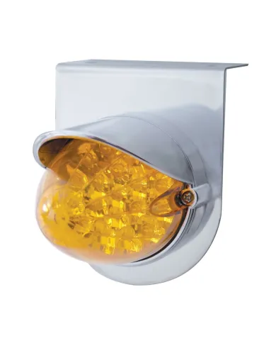 UP37721-Stainless Light Bracket With 19 LED Reflector Light & Visor - Amber LED/Amber Lens