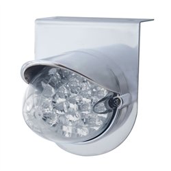UP37722-Stainless Light Bracket With 19 LED Reflector Light & Visor - Amber LED/Clear Lens