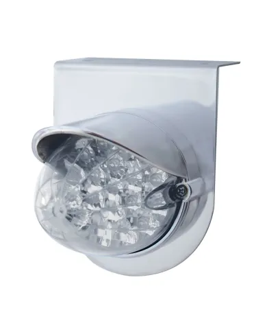 UP37722-Stainless Light Bracket With 19 LED Reflector Light & Visor - Amber LED/Clear Lens