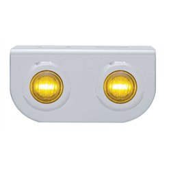 UP37792-Stainless Light Bracket With 2X 3 LED 3/4" Mini Lights - Amber LED/Amber Lens