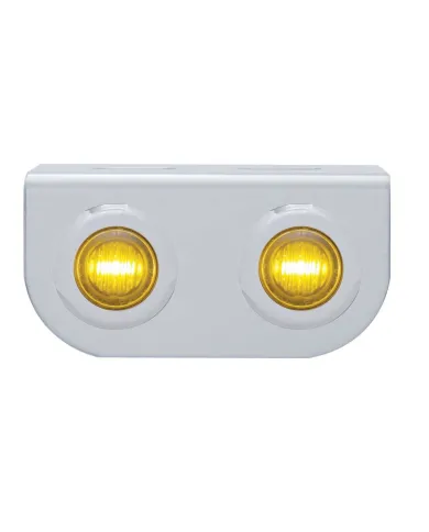 UP37792-Stainless Light Bracket With 2X 3 LED 3/4" Mini Lights - Amber LED/Amber Lens