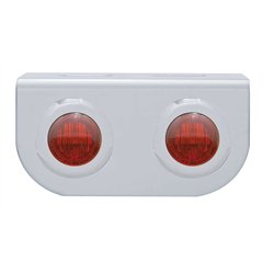 UP37793-Stainless Light Bracket With 2X 3 LED 3/4" Mini Lights - Red LED/Red Lens