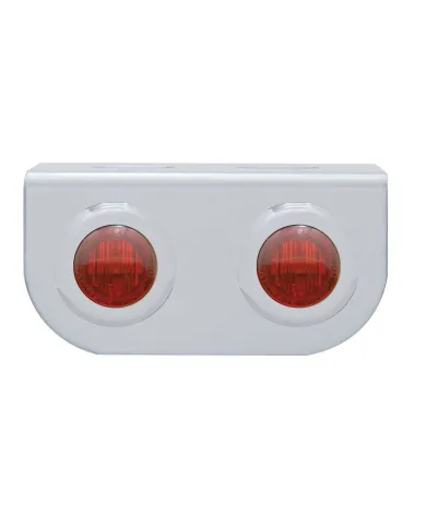 UP37793-Stainless Light Bracket With 2X 3 LED 3/4" Mini Lights - Red LED/Red Lens