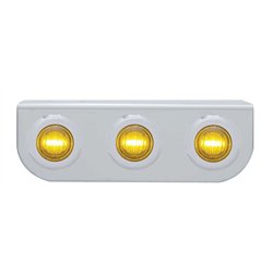 UP37794-Stainless Light Bracket With 3X 3 LED 3/4" Mini Lights - Amber LED/Amber Lens