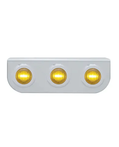 UP37794-Stainless Light Bracket With 3X 3 LED 3/4" Mini Lights - Amber LED/Amber Lens