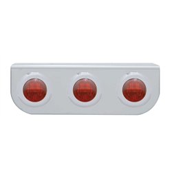UP37795-Stainless Light Bracket With 3X 3 LED 3/4" Mini Lights - Red LED/Red Lens