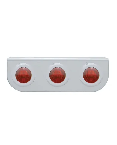 UP37795-Stainless Light Bracket With 3X 3 LED 3/4" Mini Lights - Red LED/Red Lens