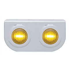 UP37831-Stainless Light Bracket With 2X 3 LED 3/4" Mini Lights - Amber LED/Amber Lens
