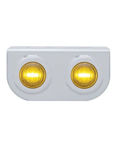 UP37831-Stainless Light Bracket With 2X 3 LED 3/4" Mini Lights - Amber LED/Amber Lens