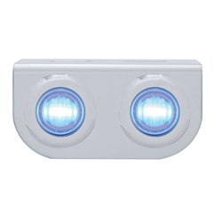 UP37835-Stainless Light Bracket With 2X 3 LED 3/4" Mini Lights - Blue LED/Clear Lens