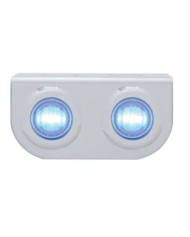 UP37835-Stainless Light Bracket With 2X 3 LED 3/4" Mini Lights - Blue LED/Clear Lens