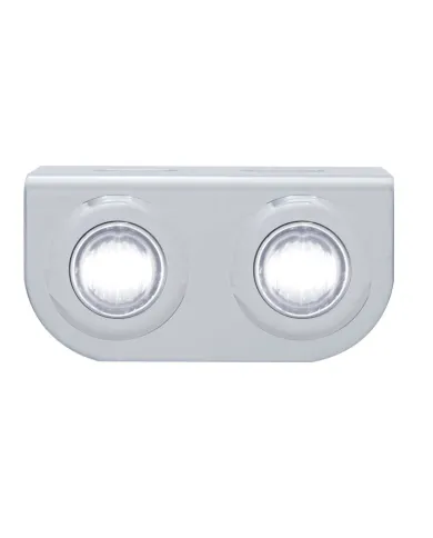 UP37836-Stainless Light Bracket With 2X 3 LED 3/4" Mini Lights - White LED/Clear Lens