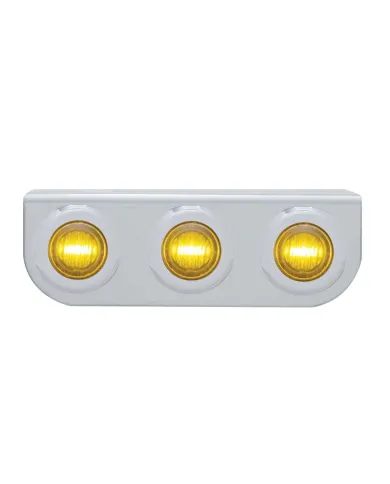UP37837-Stainless Light Bracket With 3X 3 LED 3/4" Mini Lights - Amber LED/Amber Lens