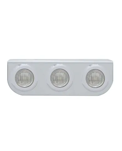 UP37840-Stainless Light Bracket With 3X 3 LED 3/4" Mini Lights - Red LED/Clear Lens