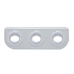 UP37842-Stainless Light Bracket With 3X 3 LED 3/4" Mini Lights - White LED/Clear Lens