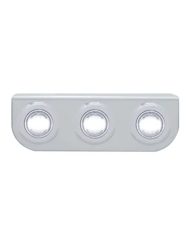 UP37842-Stainless Light Bracket With 3X 3 LED 3/4" Mini Lights - White LED/Clear Lens