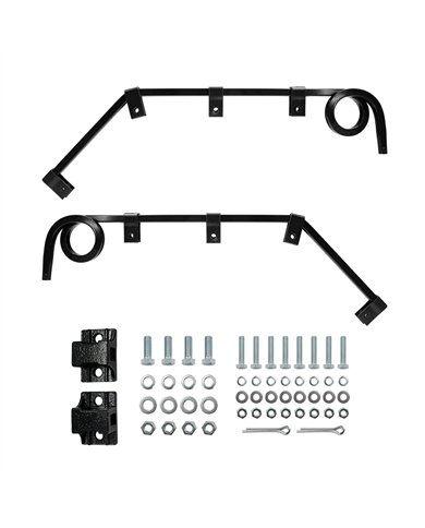 UP67037-Black Angled Mud Flap Hangers With Mounting Hardware- 1 Coil (Pair)