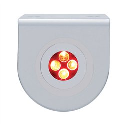 UP37858-Stainless Light Bracket With 4 LED Fastener Light - Red LED/Clear Lens