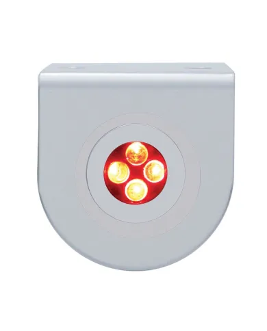 UP37858-Stainless Light Bracket With 4 LED Fastener Light - Red LED/Clear Lens