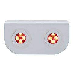 UP37863-Stainless Light Bracket With 2X 4 LED Fastener Lights - Red LED/Clear Lens