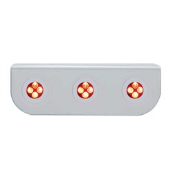 UP37868-Stainless Light Bracket With Three 4 LED Fastener Lights - Red LED/Clear Lens