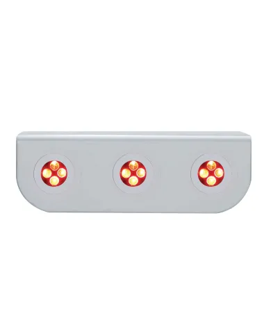 UP37868-Stainless Light Bracket With Three 4 LED Fastener Lights - Red LED/Clear Lens