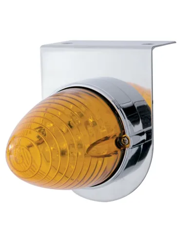 UP37883-Stainless Light Bracket With 19 LED Beehive Light - Amber LED/Amber Lens