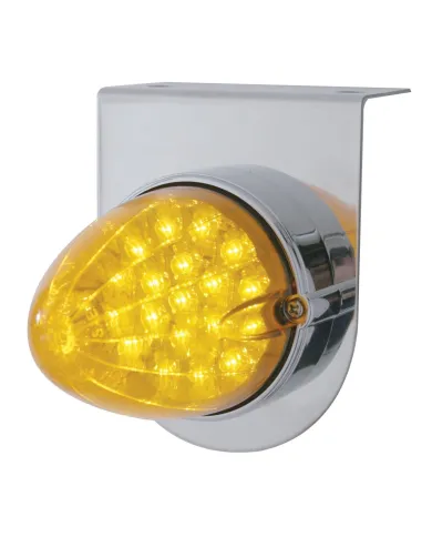 UP37885-Stainless Light Bracket With 19 LED Reflector Light - Amber LED/Amber Lens