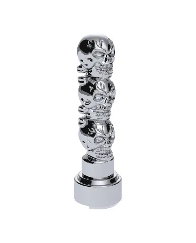 UP70547-Thread-On 3-Skulls Gearshift Knob With Adapter For Eaton-Fuller 9/10 Speed Shifter-Chrome