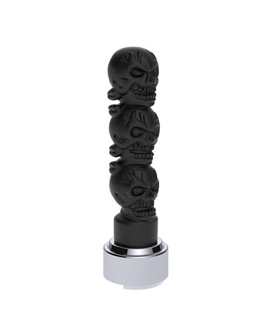 UP70548-Thread-On 3-Skulls Gearshift Knob With Adapter For Eaton-Fuller 9/10 Speed Shifter-Matte Black