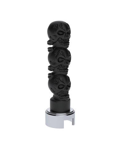 UP70549-Thread-On 3-Skull Gearshift Knob With Adapter For Eaton-Fuller 13/15/18 Speed Shifter-Matte Black
