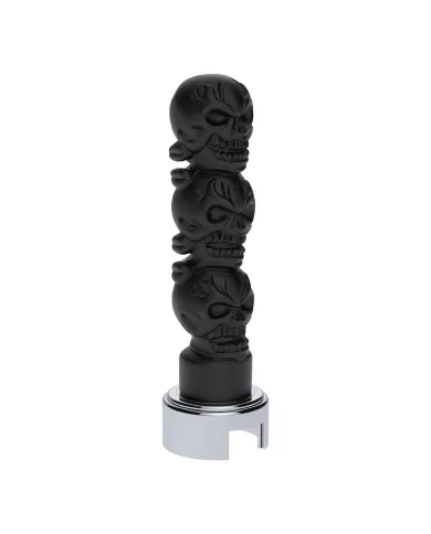UP70549-Thread-On 3-Skull Gearshift Knob With Adapter For Eaton-Fuller 13/15/18 Speed Shifter-Matte Black
