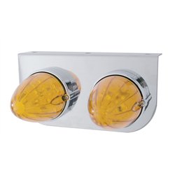 UP37890-Stainless Light Bracket With 2X 19 LED Watermelon Lights - Amber LED/Amber Lens