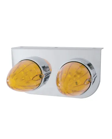 UP37890-Stainless Light Bracket With 2X 19 LED Watermelon Lights - Amber LED/Amber Lens