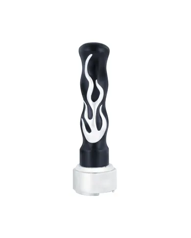 UP70569-Thread-On Flame Gearshift Knob With Adapter For Eaton Fuller 9/10 Speed - Black With Chrome Flame
