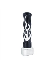 UP70569-Thread-On Flame Gearshift Knob With Adapter For Eaton Fuller 9/10 Speed - Black With Chrome Flame