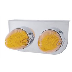 UP37892-Stainless Light Bracket With 2X 19 LED Beehive Lights - Amber LED/Amber Lens