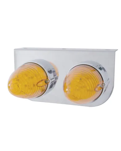 UP37892-Stainless Light Bracket With 2X 19 LED Beehive Lights - Amber LED/Amber Lens