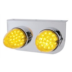 UP37894-Stainless Light Bracket With 2X 19 LED Reflector Lights - Amber LED/Amber Lens